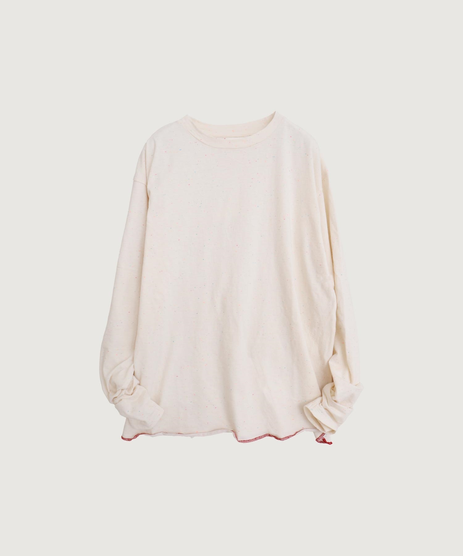 【予約販売】カラフルネップ天竺　くしゅ袖Tシャツ(キナリ-サイズ)
