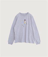 植物おせわ係 アップリケ刺繍ロンT(グレー-F)