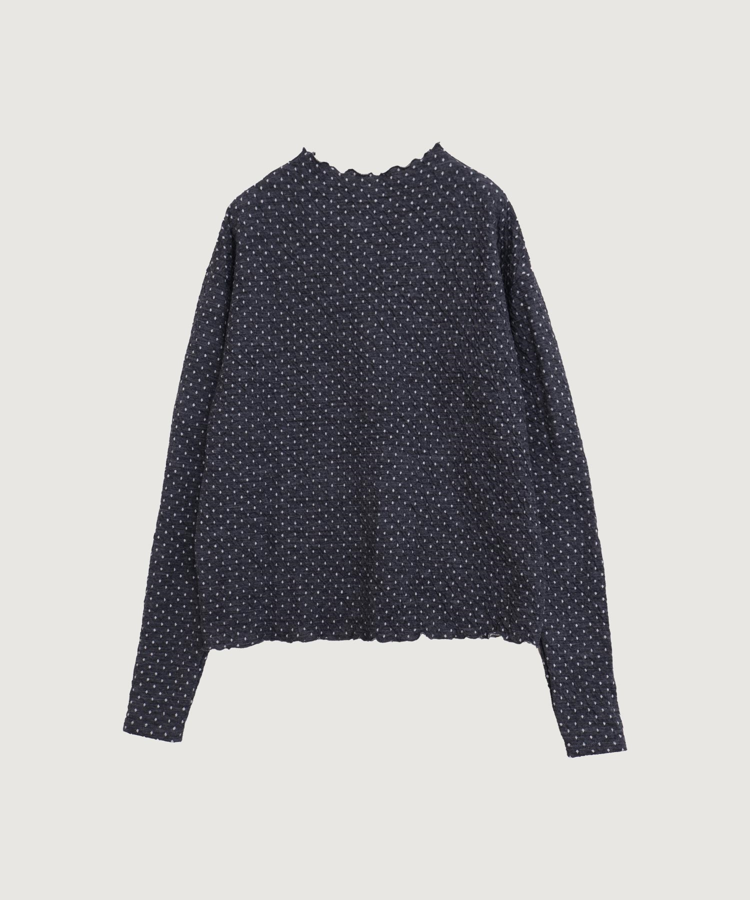ふくふくしたドット　モックネックTシャツ(グレー-F)