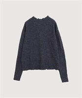 ふくふくしたドット　モックネックTシャツ(グレー-F)