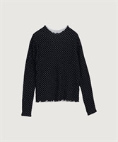 ふくふくしたドット　モックネックTシャツ(クロ-F)