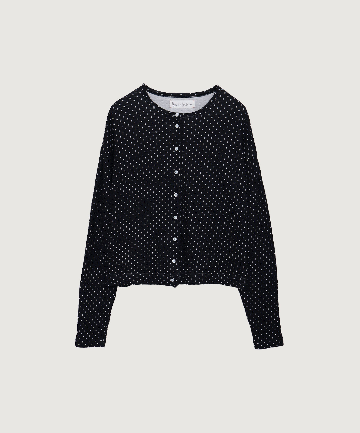 ふくふくしたドット　カットソーカーディガン(クロ-F)