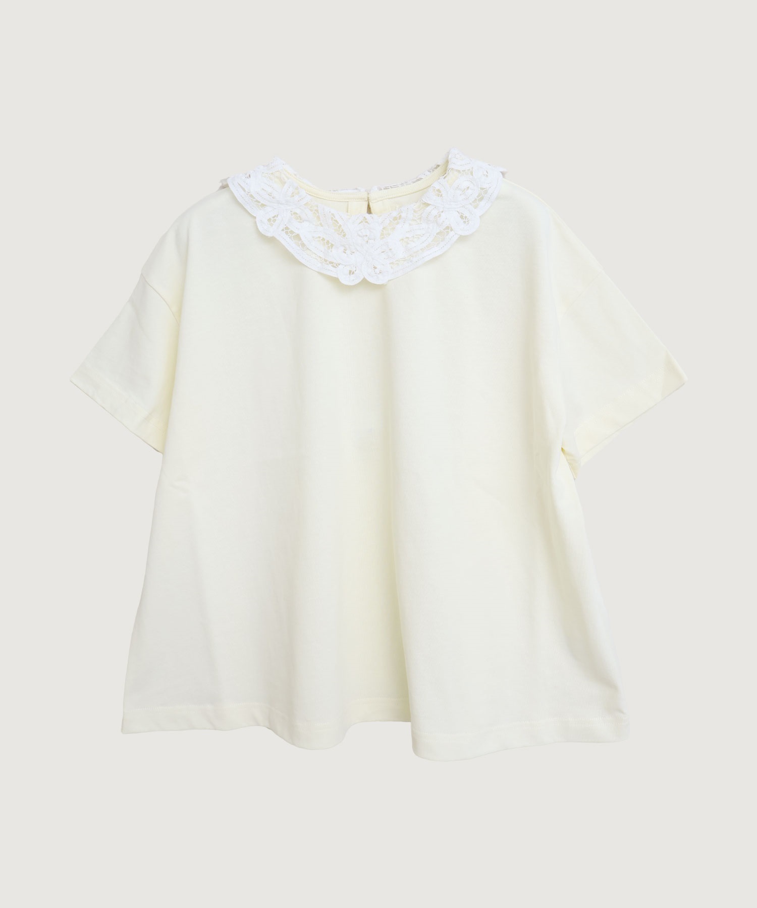 バテンレース襟のボーダーTシャツ(キナリ-F)