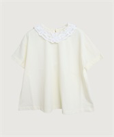 バテンレース襟のボーダーTシャツ(キナリ-F)