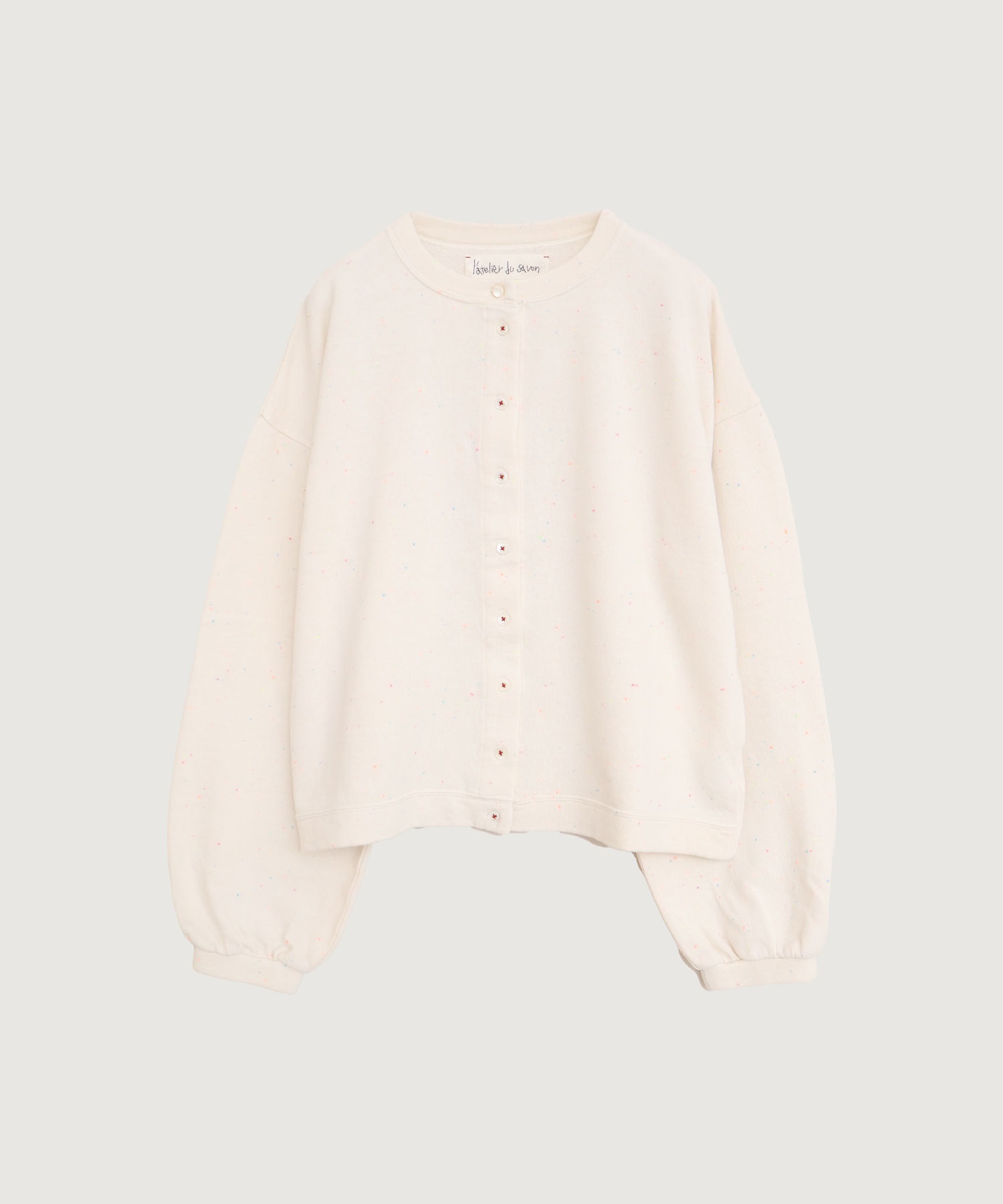 カラフルネップ裏毛　ミニカーディガン