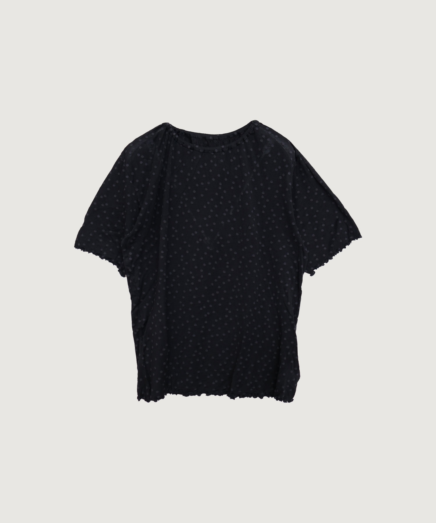 すけすけドット五分袖Tシャツ(クロ-Ｆ)