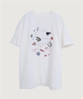 集まる海のさかな 刺繍Tシャツ(シロ-F)