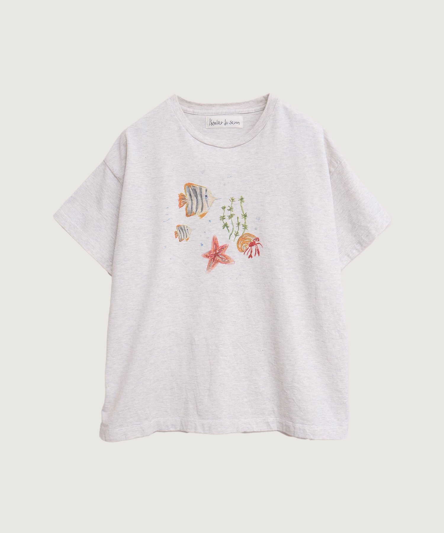 海の生き物　クレヨンプリントTシャツ
