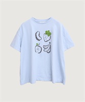 【予約販売】フルーツいろいろ　テープ刺繍Tシャツ(サックス-F)