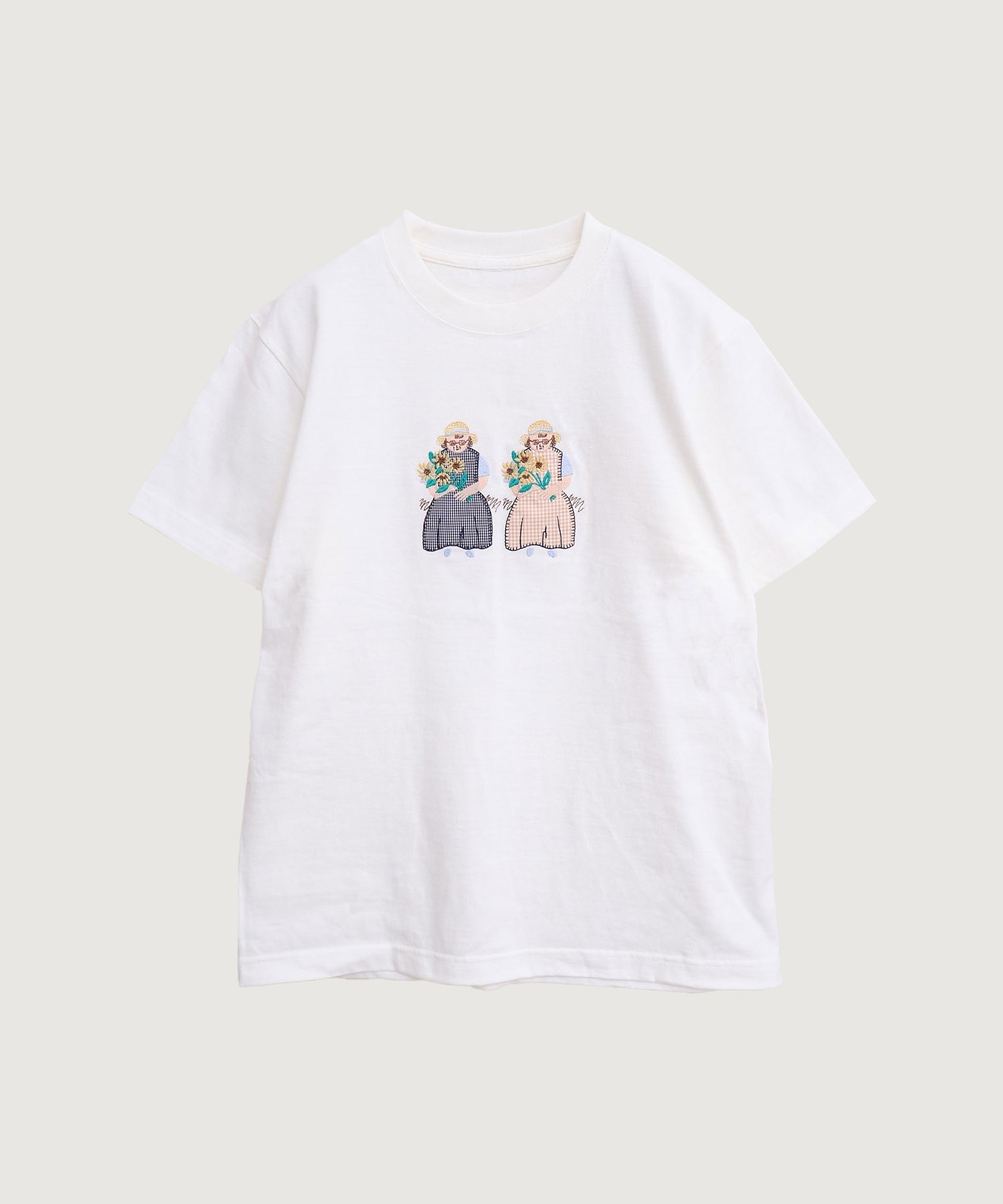 【予約販売】ひまわりおばあちゃん　アップリケ刺繍Tシャツ