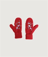 【予約販売】ビーズ刺繍　宝石みたいな手袋(アカ-F)