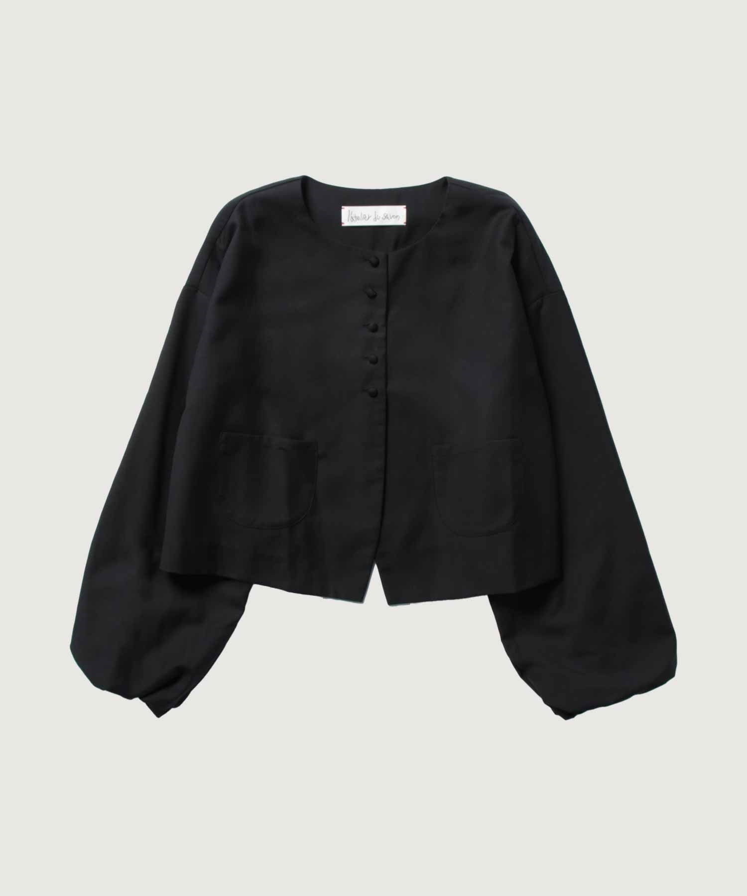 【予約販売】ちびころボタン　まるいお袖のジャケット(クロ-F)