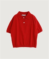 ぽんぽんサマーニット　ポロプルオーバー(アカ-F)