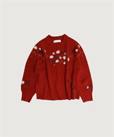 くるくるお花の 求心みたいなニットプルオーバー(アカ-F)