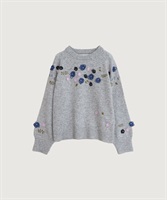 くるくるお花の 求心みたいなニットプルオーバー(グレー-F)