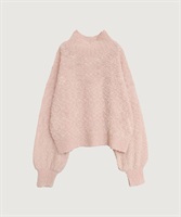 きらっとしたニット　ハイネックプルオーバー(ピンク-F)