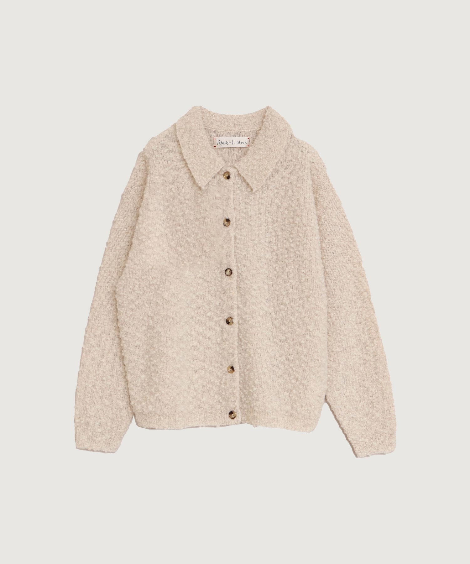 きらっとしたニット　襟付きカーディガン(キナリ-F)