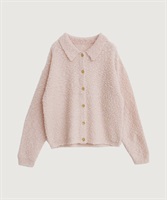 きらっとしたニット　襟付きカーディガン(ピンク-F)
