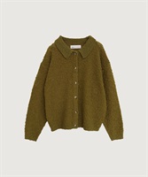 きらっとしたニット　襟付きカーディガン(グリーン-F)