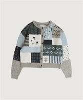 【予約販売】カラフルジャガードカーディガン(グレー-F)