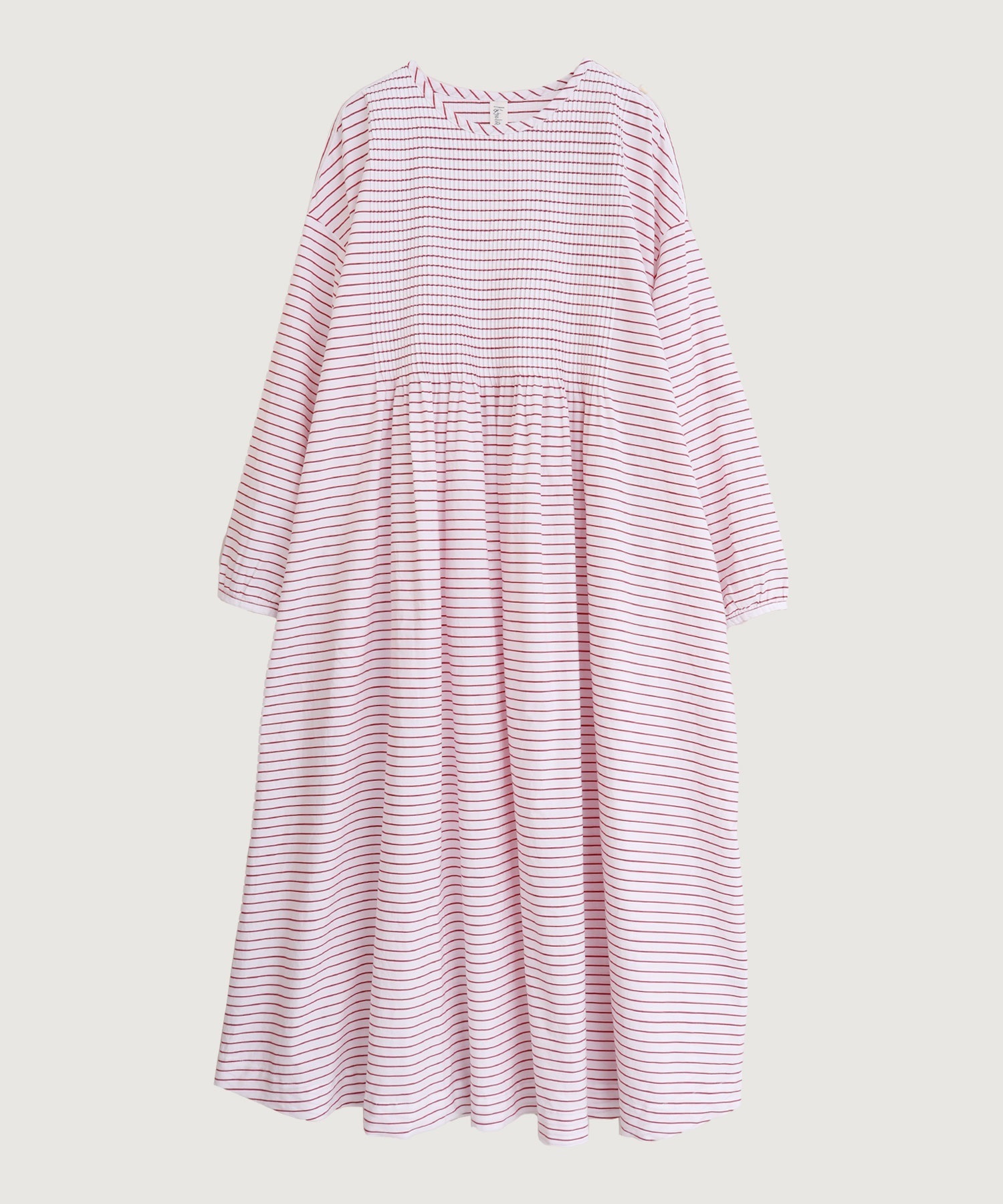 バスクシャツみたいなピンタックワンピース(アカ×シロボーダー-F)