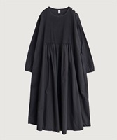 バスクシャツみたいなピンタックワンピース(クロ-F)