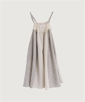 【予約販売】やわらかな日 パッチワークエプロンワンピース(ベージュ-F)
