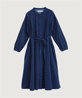 【予約販売】21Wシャツコール タックワンピース(アオ-F)