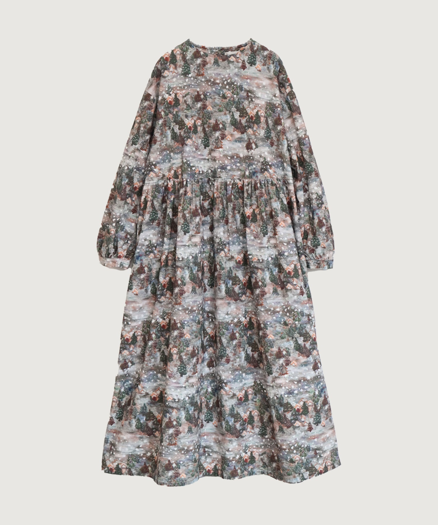 星くずと冬の街 シャツコールプリントワンピース