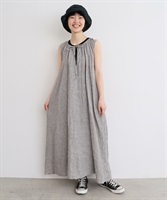 麻のしぼるリボン ノースリワンピース(キナリ-F)