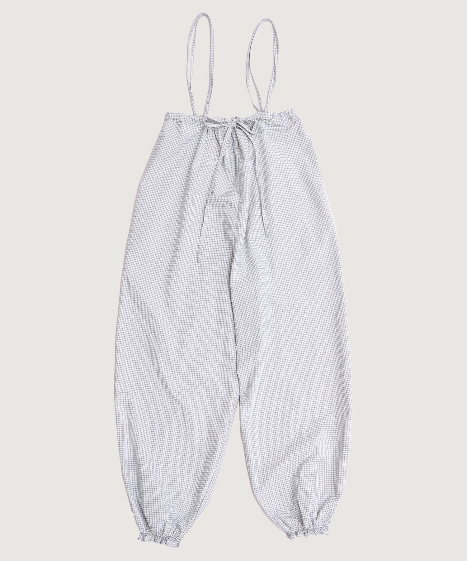 【予約販売】ぽつぽつしたミニチェック　細リボンつりパンツ