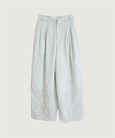【予約販売】シャ－リングチェック/ストライプ　リラックスパンツ(ミントストライプ-F)
