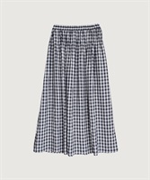 アセテートギンガム　くしゅくしゅゴムスカート(クロ-F)