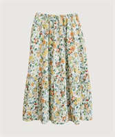 【予約販売】夏のフルーツプリント　ギャザースカート(シロ-F)