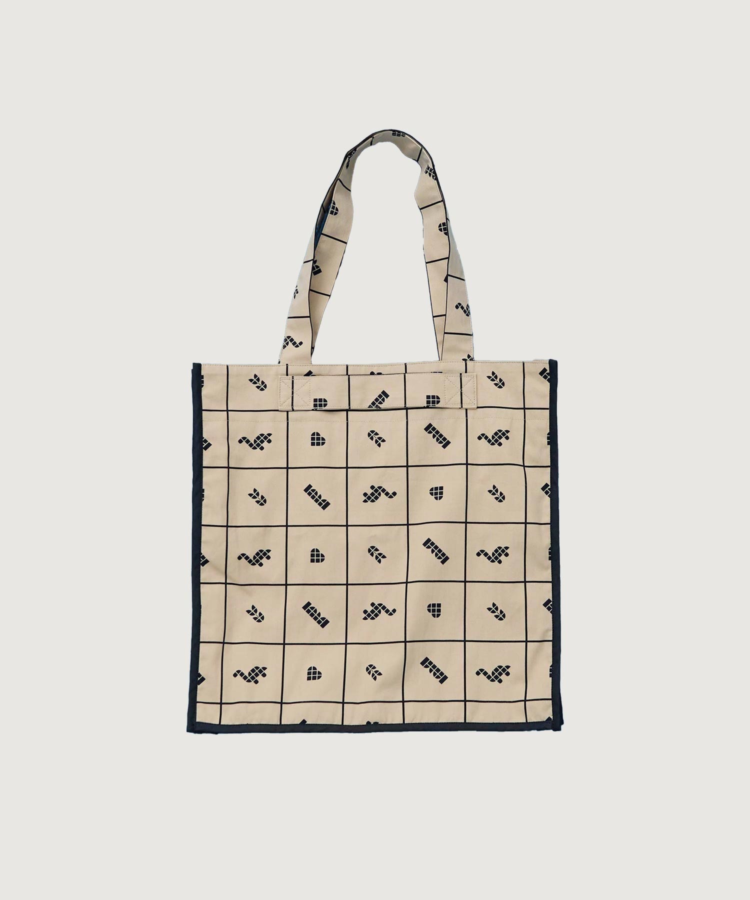 BLOCK TILE CHECK トートバッグ(ベージュ-F)