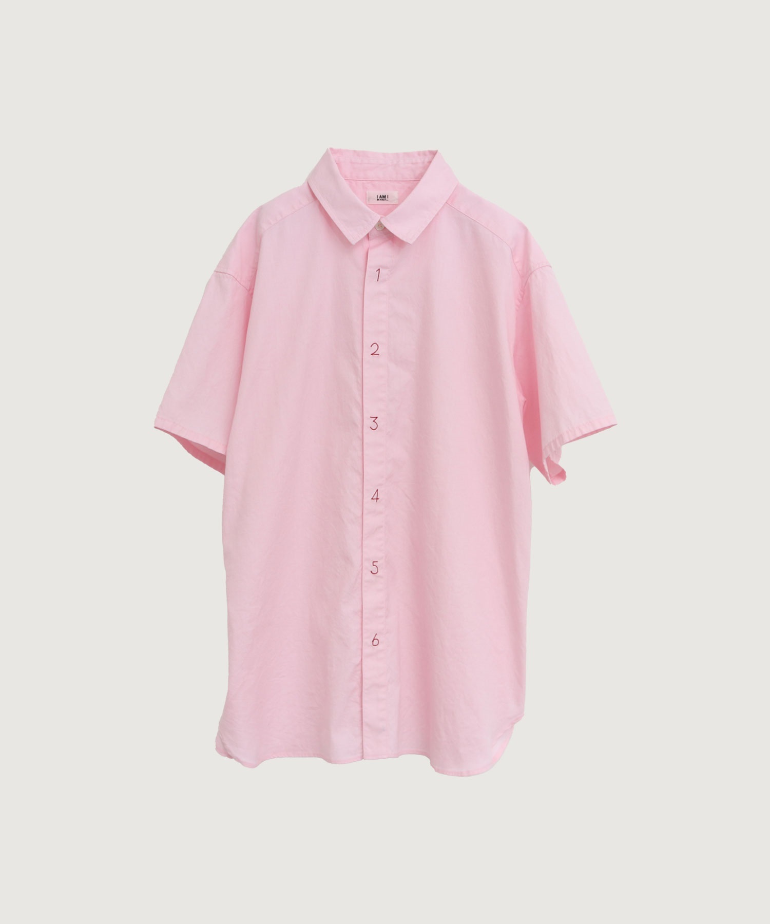 80/2ピンオックス 数字刺繍半袖シャツ