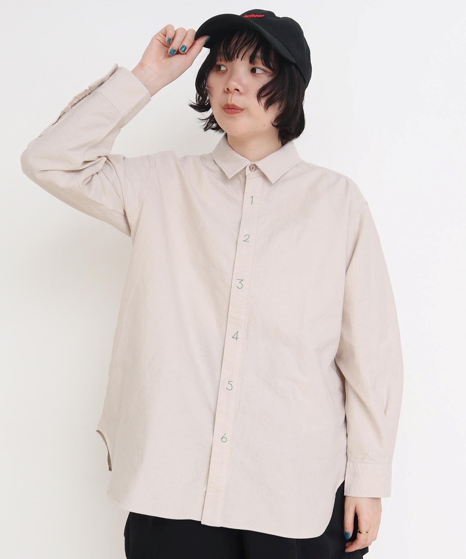 40/1 オックス  数字刺繍 長袖シャツ