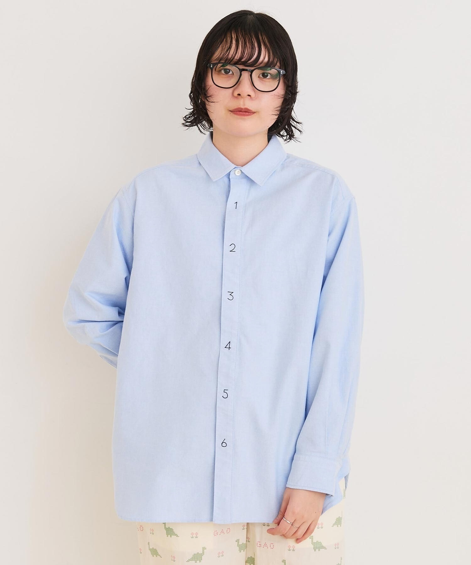 40/1 オックス  数字刺繍 長袖シャツ