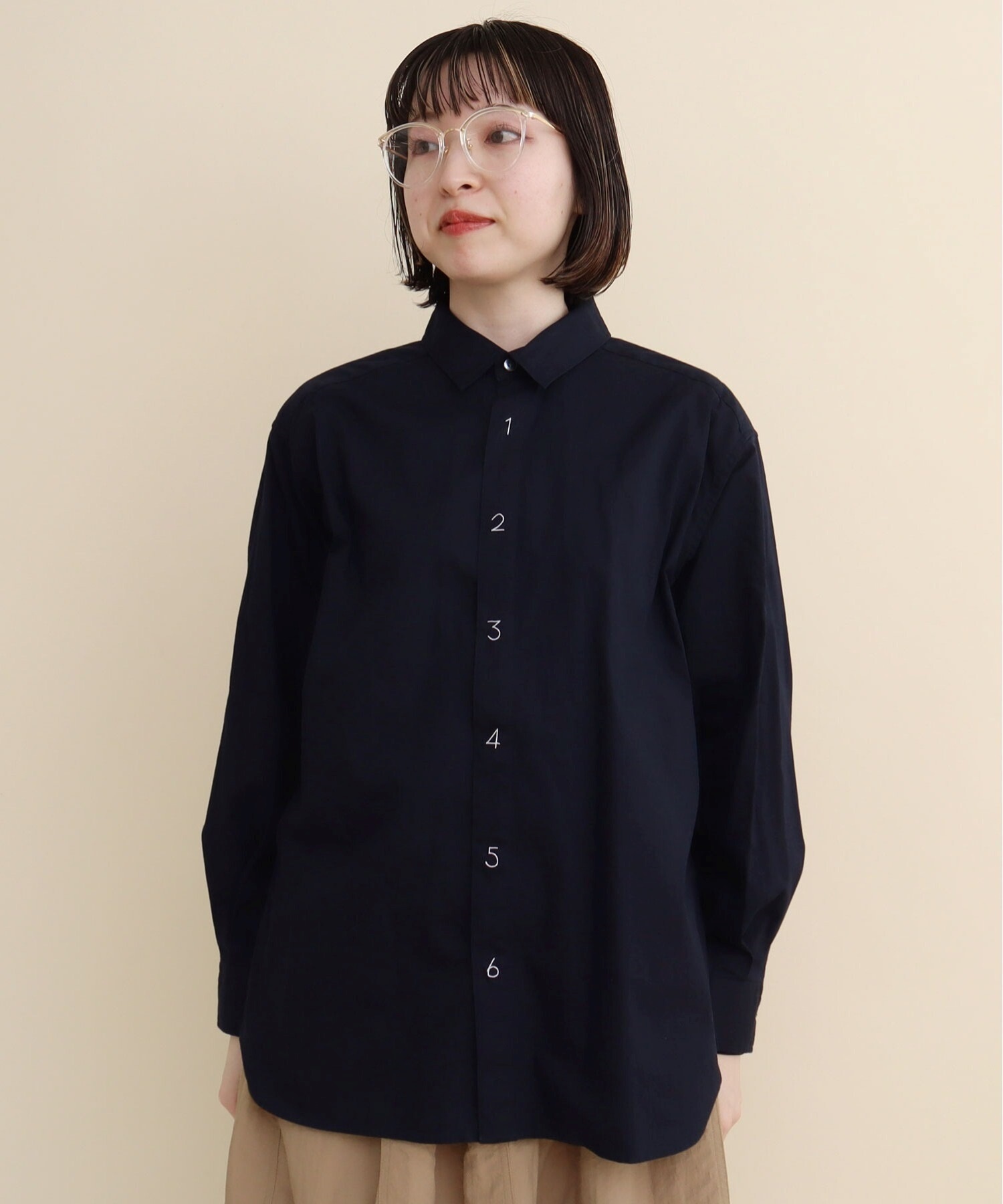 recycle OX数字刺繍シャツ