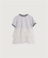 ORGANDY ボーダー Tシャツ(グレー-F)