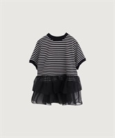 ORGANDY ボーダー Tシャツ(クロ-F)