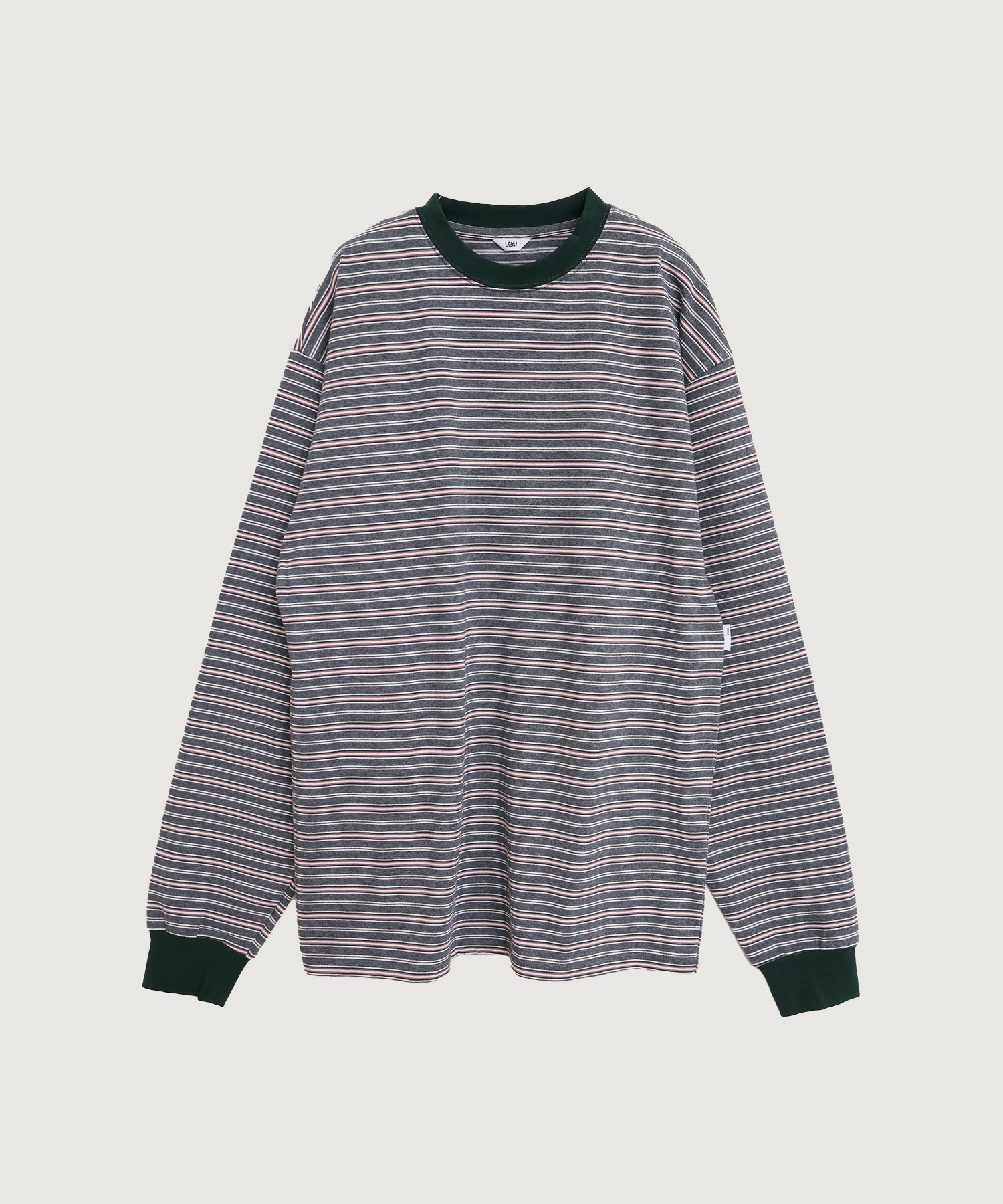 【予約販売】multi border long sleeve Tシャツ(グレー-F)