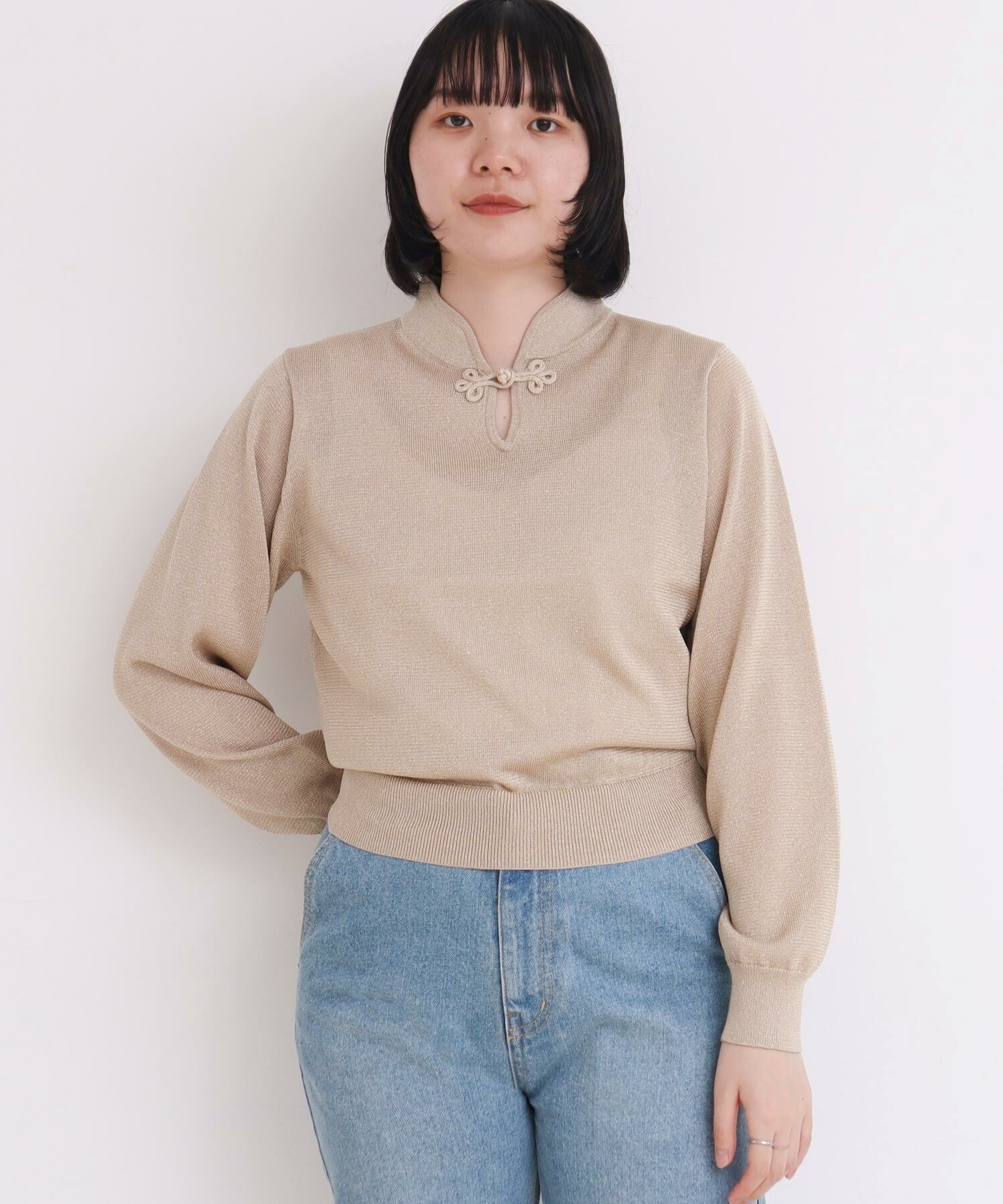 Metallic yarn 華釦プルオーバー