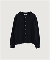 【予約販売】コットン数字刺繍　クルーカーディガン(チャコールグレー-F)