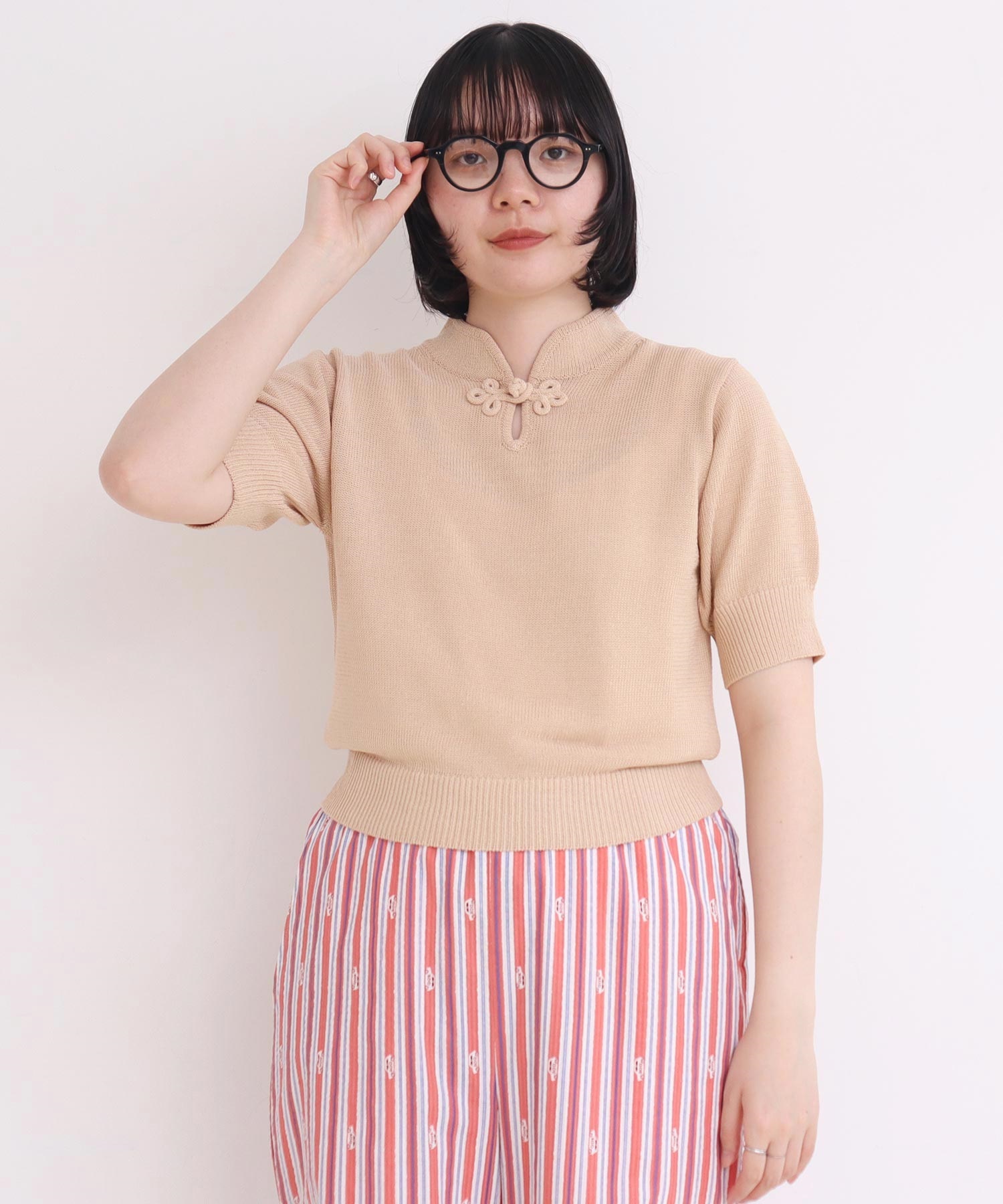 COTTON NYLON 華釦 半袖プルオーバー