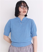 COTTON NYLON 華釦 半袖プルオーバー(サックス-F)