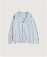 【予約販売】コットン数字刺繍　Vカーディガン(サックス-F)