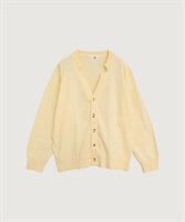 【予約販売】コットン数字刺繍　Vカーディガン(イエロー-F)