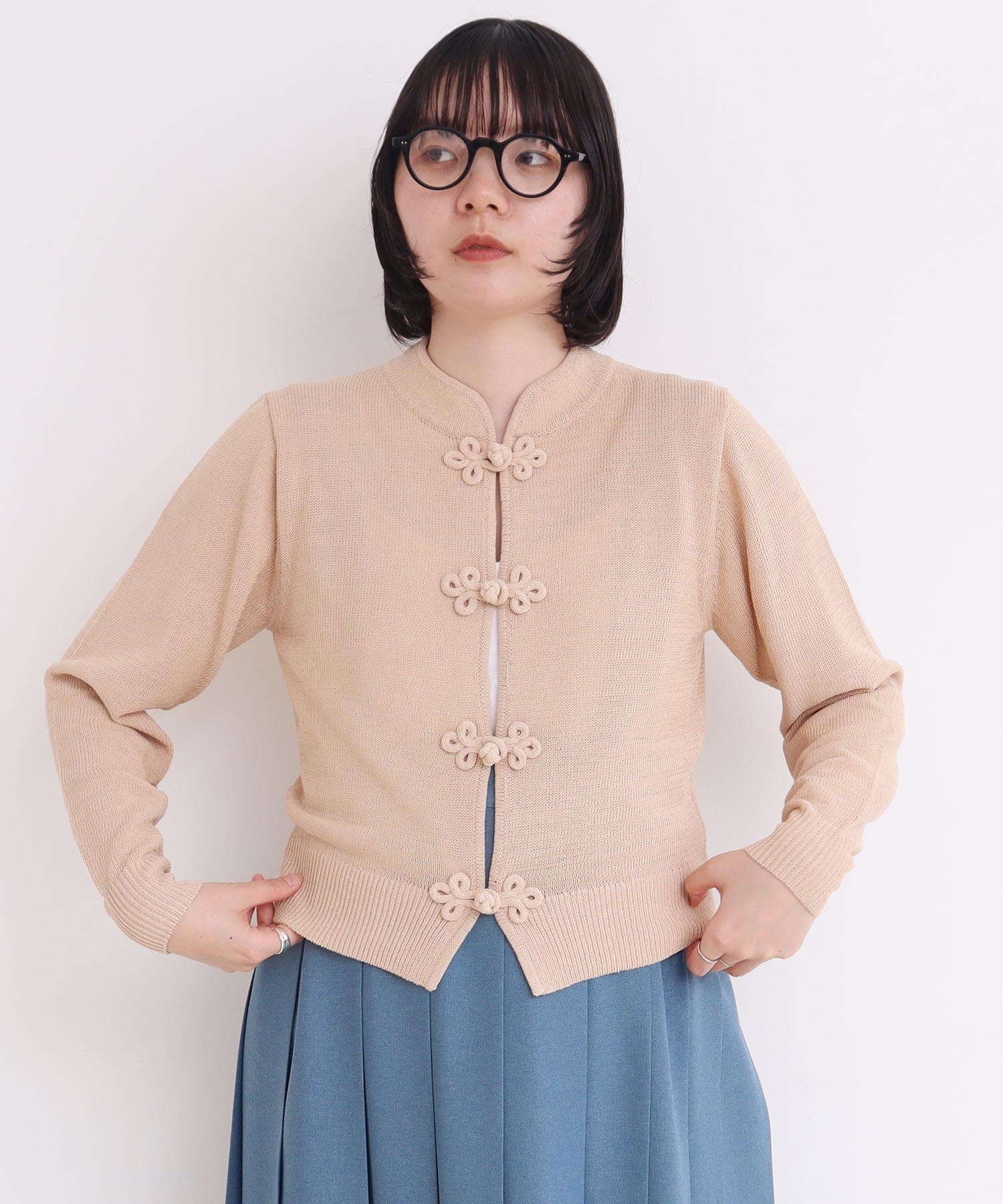COTTON NYLON 華釦 カーディガン