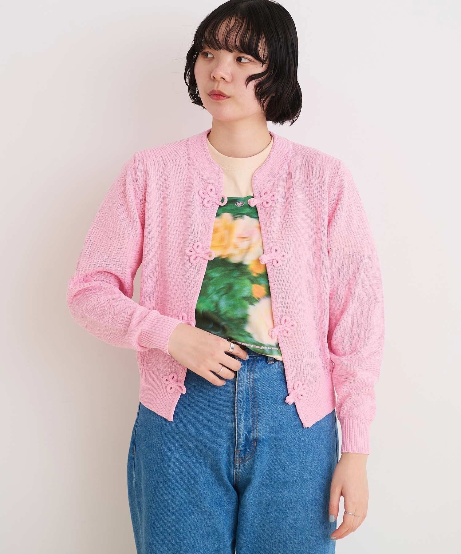 COTTON NYLON 華釦 カーディガン